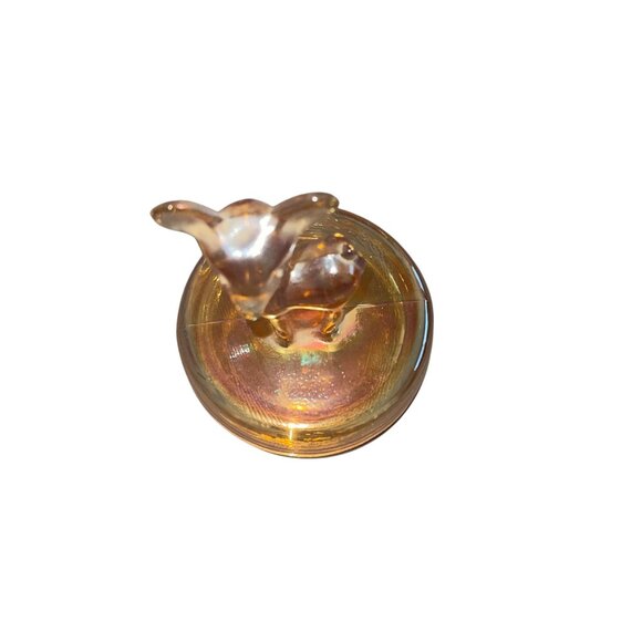 Jeannette 1950s Glass Deer Marigold Trinket Jewelry Covered Dish Candy - Picture 7 of 8